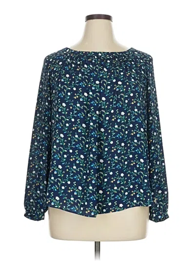 Pre-owned Lark & Ro Long Sleeve Blouse In Blue