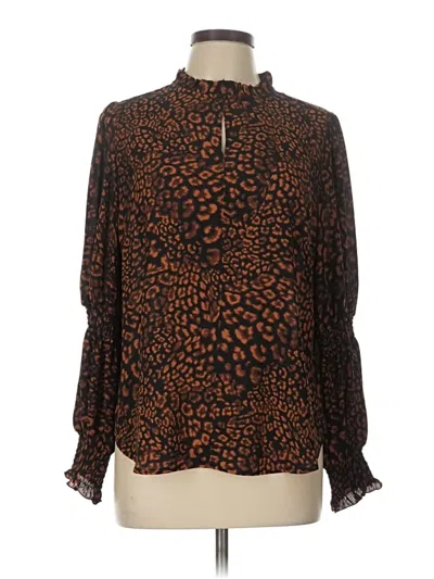 Pre-owned Lark & Ro Long Sleeve Blouse In Brown