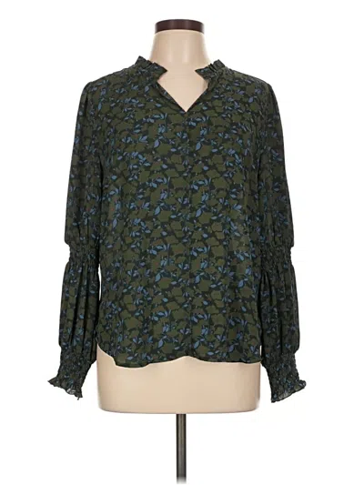 Pre-owned Lark & Ro Long Sleeve Blouse In Green