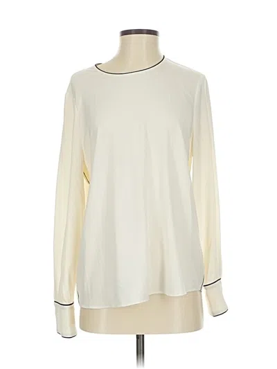 Pre-owned Lark & Ro Long Sleeve Top Ivory Crew Neck Tops In White