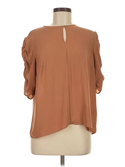 Pre-owned Lark & Ro Short Sleeve Blouse In Brown