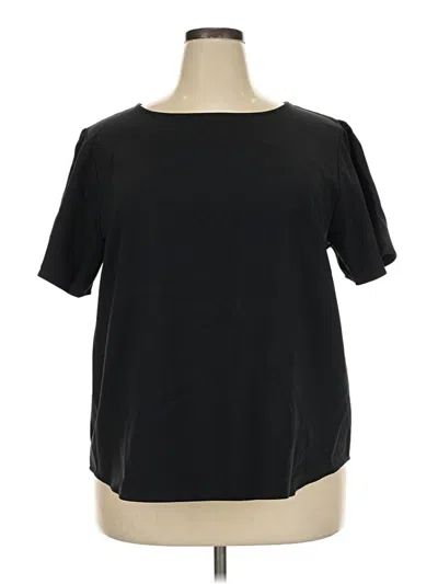 Pre-owned Lark & Ro Short Sleeve Top Black Crew Neck Tops