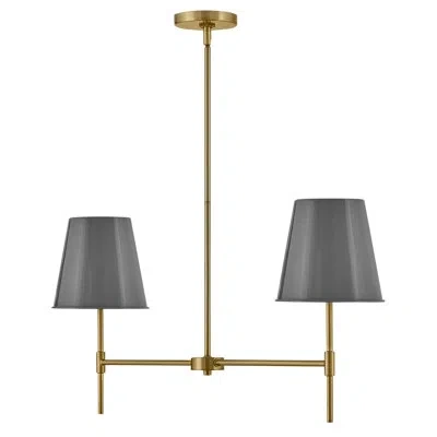Lark Blake 2 - Light Shaded Drum Chandelier In Lacquered Brass,gray