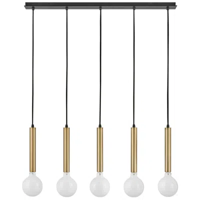 Lark Bobbie Large Five Light Linear Chandelier 27" Lacquered Brass