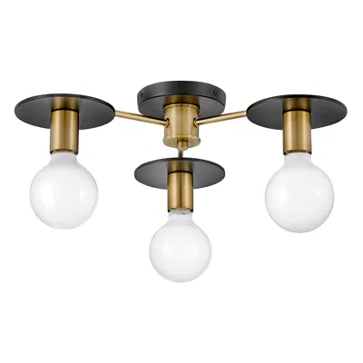 Lark Bobbie Medium Three Light Semi Flush Mount 20" Lacquered Brass