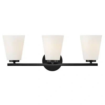 Lark Bri Medium 3-light Bath Vanity Fixture With Etched Opal Glass In Black