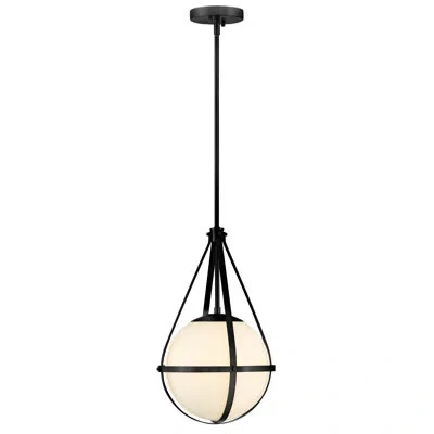 Lark Colby Small Globe Pendant Light With Cased Opal Glass In Black