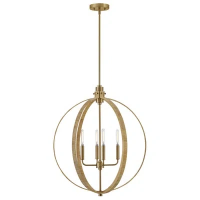 Lark Fallon 4-light Orb Coastal Rattan Pendant In Gold;lacquered Brass