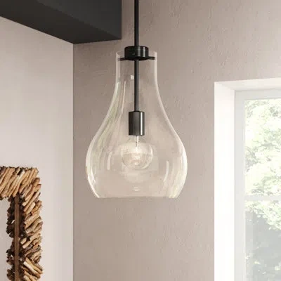 Lark Frankie 1 - Light Single Teardrop Pendant In Black