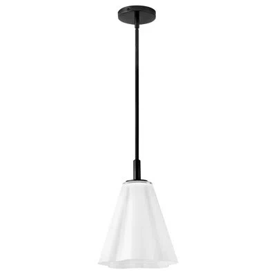 Lark Honey Small Flower Shade Pendant Light With Cased Opal Glass In Black