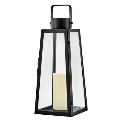 Lark Hugh 19" Portable Indoor/outdoor Decorative Led Candle Lantern In Matte Black;satin Black