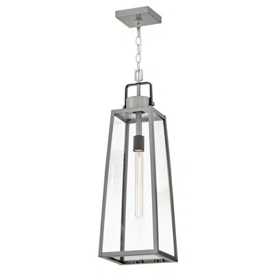 Lark Hugh Large Outdoor Chain-hung Lantern With Clear Glass In Silver