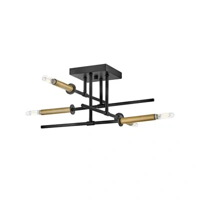 Lark Hux 4-light Exposed Bulb Semi-flush Mount Ceiling Light In Brushed Gold;black;black
