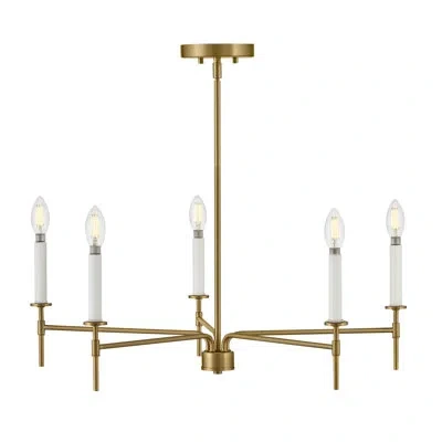 Lark Hux 5-light Exposed Candle Bulb Chandelier Pendant In Gold;lacquered Brass