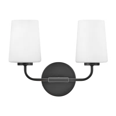Lark Kline 11"h Black With Etched Opal Glass 2-light Wall Sconce