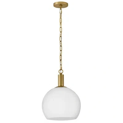 Lark Medium Dome Pendant With Cased Opal Glass In Bronze