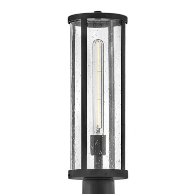Lark Medium Outdoor Post Mount Lantern In Matte Black;satin Black