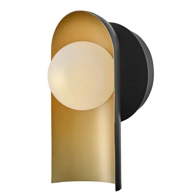 Lark Medium Single Light Wall Sconce With Lacquered Brass Interior In Black;bronze