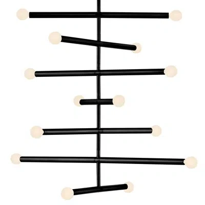 Lark Millie 14-light Multi-tier Mid-century Modern Chandelier In Black
