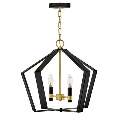 Lark Sammi 20" 2-light Candle Open Frame Pendant In Black