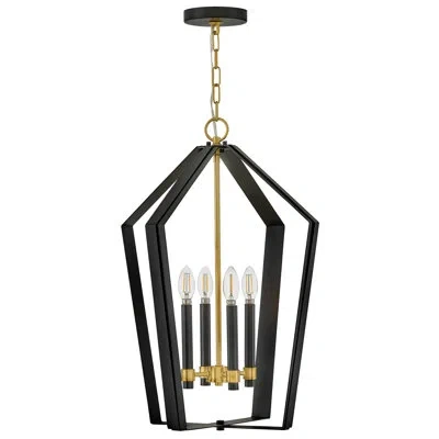 Lark Sammi 25.5" 4-light Candle Open Frame Pendant In Black