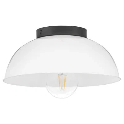 Lark Stu Small Flush Mount Ceiling Light W/ Cased Opal Glass Shade In Black