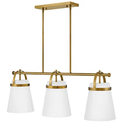 Lark Tori Chandelier Large Three Light Linear Chandelier Lacquered Brass
