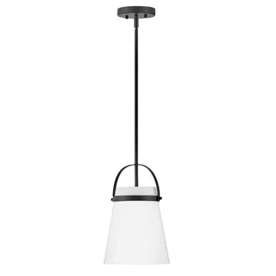 Lark Tori Single Light Farmhouse Pendant With Cased Opal Shade In Black
