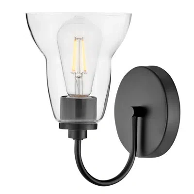 Lark Vera Single Light Bath Vanity Wall Sconce With Clear Bell-shaped Glass In Black