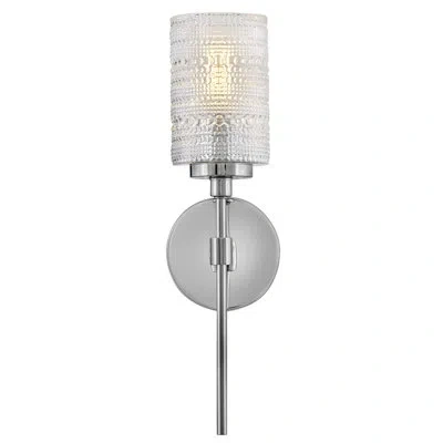 Lark Witt Single Light Bath Vanity Wall Sconce With Clear Hobnail Glass In Chrome