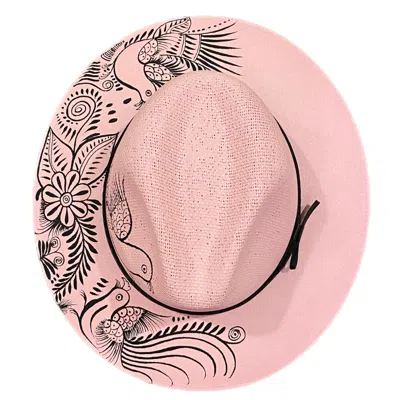 Larkin Lane Women's Black / Pink / Purple Hand-painted Hat From Mexico - Pink, Black In Black/pink/purple