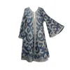 Larkin Lane Women's Blue / Grey Felted Wool Swing Coat From Kyrgyzstan - Long Sleeve - Blue, Grey In Blue/grey