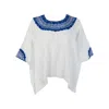 Larkin Lane Women's Blue / White Evelyn Embroidered Top From Guatemala - Blue, White In Blue/white