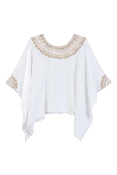 Larkin Lane Women's Neutrals / White Evelyn Embroidered Guatemalan Top - Neutrals, White