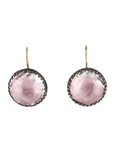Pre-owned Larkspur & Hawk Quartz Doublet Moiré Olivia Button Earrings In Multi
