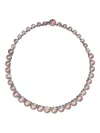 Larkspur & Hawk Rhodium-plated Catherine Round Necklace In Pink