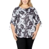 Larky Lark Womens Plus Round Neck 3/4 Sleeve T-shirt In Multi