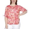 Larky Lark Womens Plus Round Neck Elbow Sleeve T-shirt In Pink