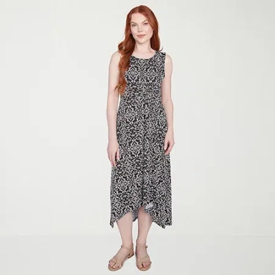 Larky Lark Womens Sleeveless Midi Medallion A-line Dress In Black