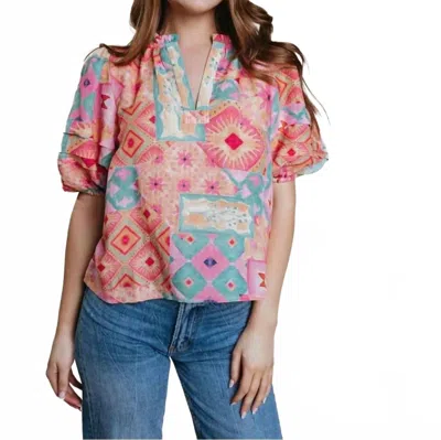 Laroque Alix Puff Sleeves Blouse In St. Lucia In Multi