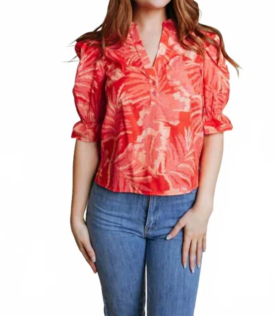 Laroque Betsy V-neck Blouse - Plus In Orange Cabana In Red