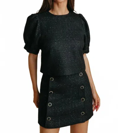 Laroque Bindi Cotton Tweed Top In Black