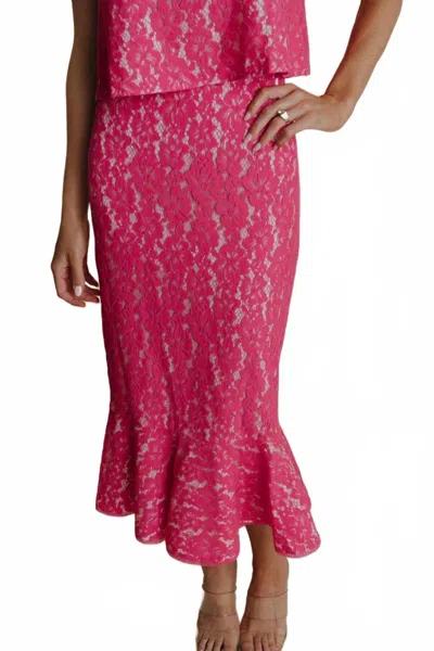 Laroque Cece Lace Midi Skirt In Pink