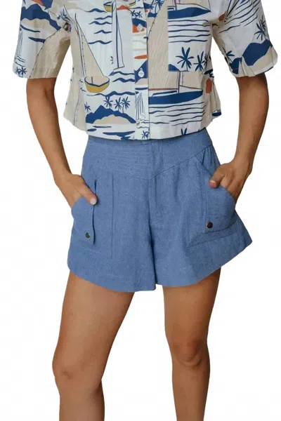Laroque Cypress Elevated Basic Shorts In Denim In Blue