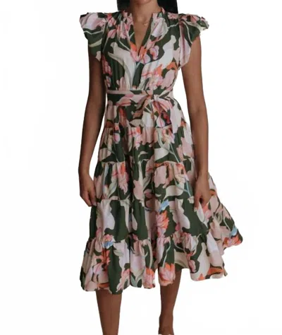 Laroque Daphne Midi Dress In Saint Kitt's Floral Print In Multi