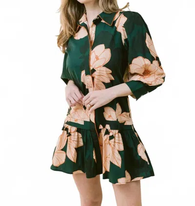 Laroque Emmy Magnolia Dress In Deep Green