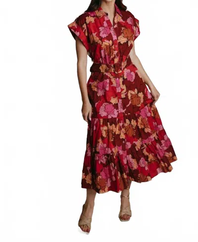 Laroque Eva Midi Dress In Newport In Red
