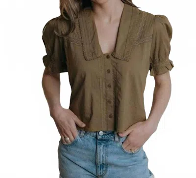 Laroque Francis Ruffled Sleeve Top In Moss In Pink