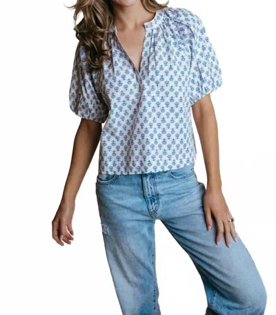 Laroque Henley Blouse In Lotus In Blue