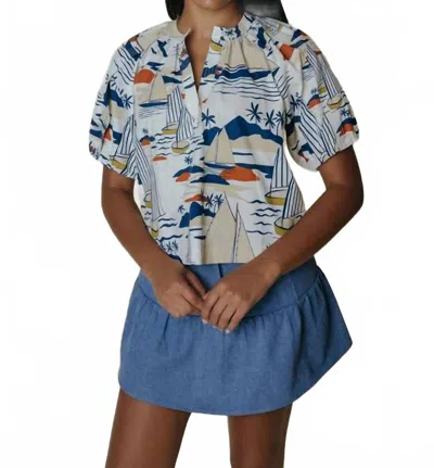 Laroque Henley Short Sleeve Top In Mayday In Multi